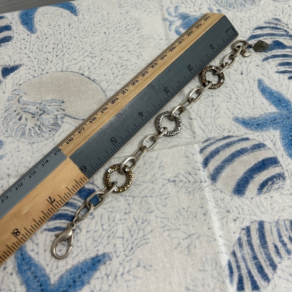 Brighton Art & Soul Harmony Bracelet Two-tone Peace Love Links with Cloth Bag - Picture 4 of 7